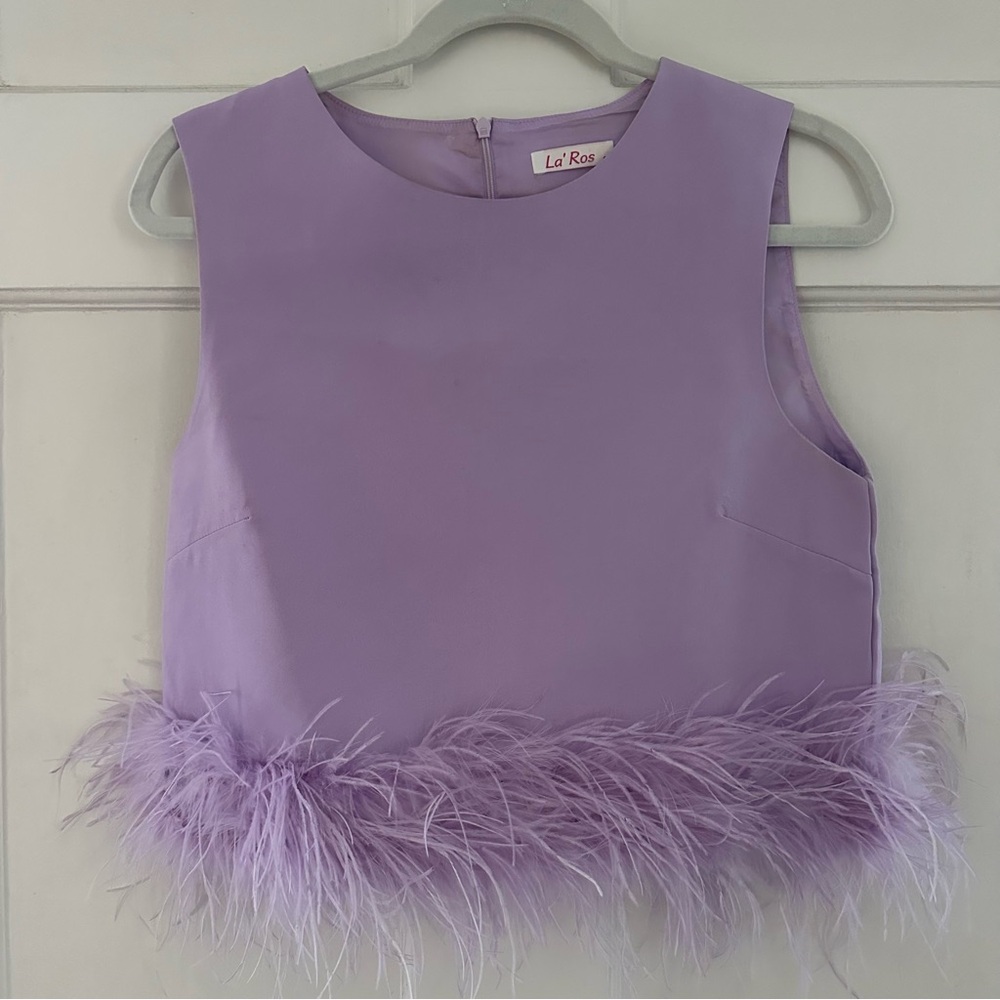 La Ros Purple Feather Trim Top